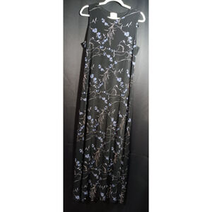 Vintage Fashion Bug Plus 14 Black Floral Sleeveless Dress 90s Goth Soft Grunge